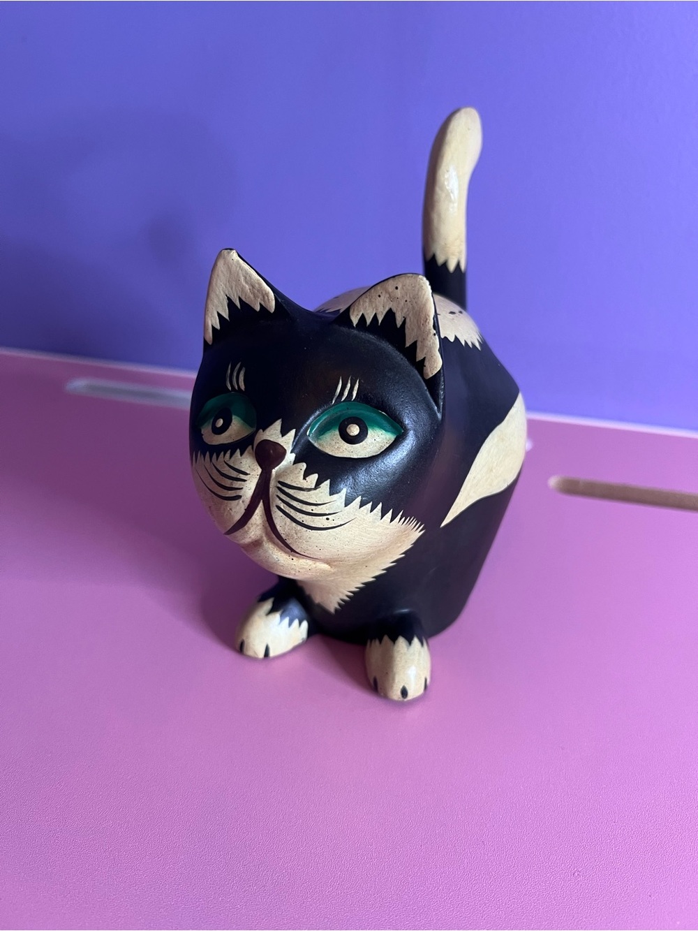 Black & Brown Hand Painted Cat Statue